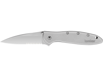 Kershaw 3" 14C28N Serrated Drop Point Blade Bead Blasted SS Handle