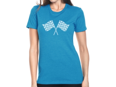 LA Pop Art Women's Premium Blend Word Art T-shirt - RACE TRACKS, Extra Large, Turquoise
