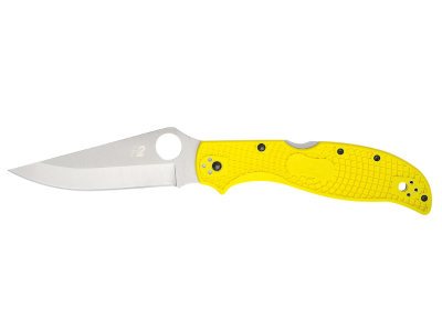 Spyderco 3.95" H2 Steel Blade Yellow FRN Handle Folding Pocket Knife