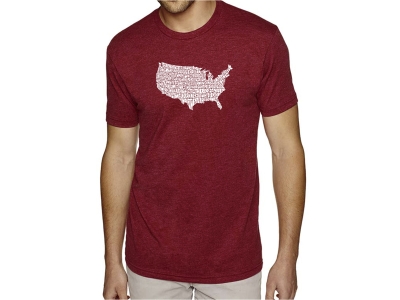 LA Pop Art Men's Premium Blend Word Art T-shirt - THE STAR SPANGLED BANNER, XXXL, Red