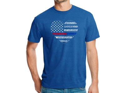 LA Pop Art Men's Premium Blend Word Art T-shirt - American Woman, XXXL, Royal Blue