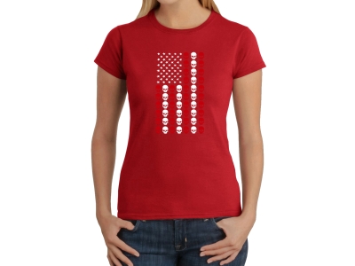 LA Pop Art Skull Flag - Women's Word Art T-Shirt, XXL, Red