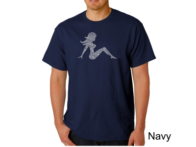 LA Pop Art Men's Word Art T-shirt - MUDFLAP GIRL, Large, Navy Blue