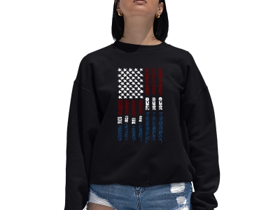 LA Pop Art Women's Word Art Crewneck Sweatshirt - Support our Troops