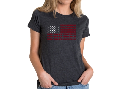 LA Pop Art Women's Premium Blend Word Art T-shirt - God Bless America, Extra Large, Black