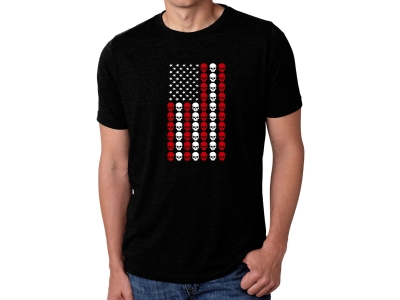 LA Pop Art Skull Flag - Men's Premium Blend Word Art T-Shirt, Large, Black