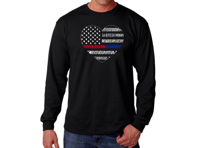 LA Pop Art Men's Word Art Long Sleeve T-shirt - American Woman, XXXL, Black
