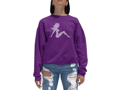 LA Pop Art Women's Word Art Crewneck Sweatshirt - MUDFLAP GIRL, XXXL, Purple