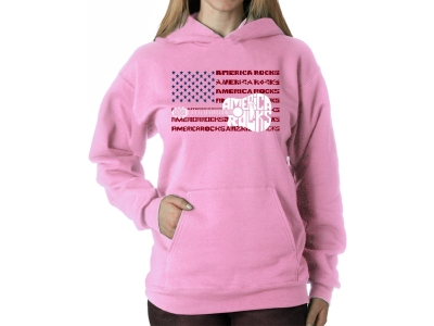 LA Pop Art America Rocks - Women's Word Art Hooded Sweatshirt