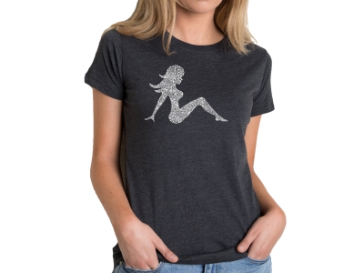 LA Pop Art Women's Premium Blend Word Art T-shirt - MUDFLAP GIRL, Large, Black