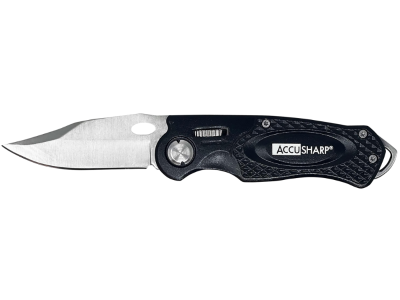 AccuSharp 3" Folding Plain Blade Black Aluminum Handle