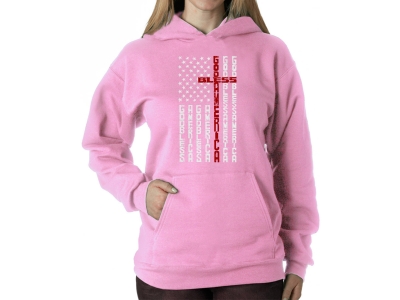 LA Pop Art Cross Flag - Women's Word Art Hooded Sweatshirt, XXXL, Pink