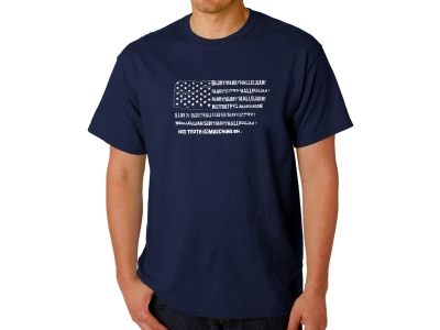 LA Pop Art Men's Word Art T-shirt - Glory Hallelujah Flag, Large, Navy Blue