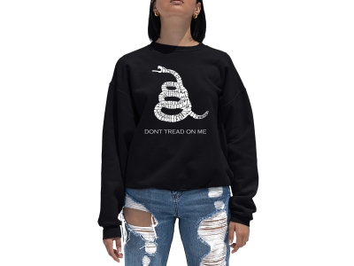 LA Pop Art Women's Word Art Crewneck Sweatshirt - DONT TREAD ON ME, Medium, Black
