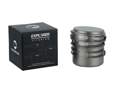 Explorer Bear Titanium 3-Piece Pot & Pan Cook Set
