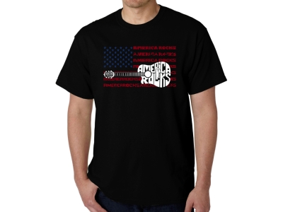LA Pop Art America Rocks - Men's Word Art T-Shirt, Large, Black