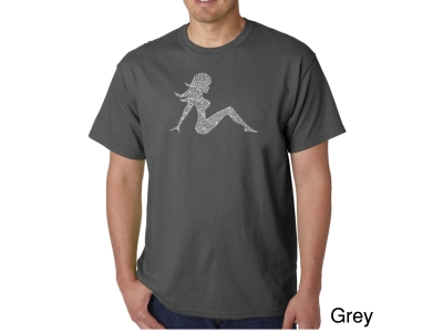 LA Pop Art Men's Word Art T-shirt - MUDFLAP GIRL, Small, Grey