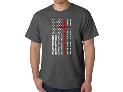 LA Pop Art Cross Flag - Men's Word Art T-Shirt, Extra Large, Grey