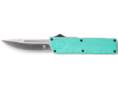 CobraTec 3.25" OTF Drop Point D2 Blade Tiffany Blue Aluminum Handle