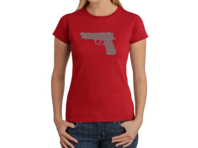 LA Pop Art Women's Word Art T-Shirt - RIGHT TO BEAR ARMS, XXL, Red