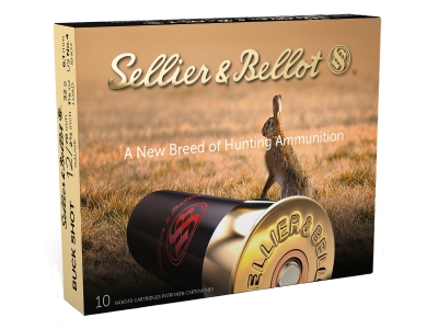 Sellier & Bellot Hunting 12Gauge 2.75" 21 Firearm Ammunition 4 Buck Shot, 12 Gauge, 10