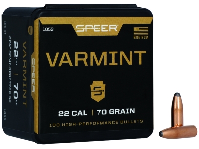 Speer Varmint 22Cal 70gr Jacketed Soft Point, 100