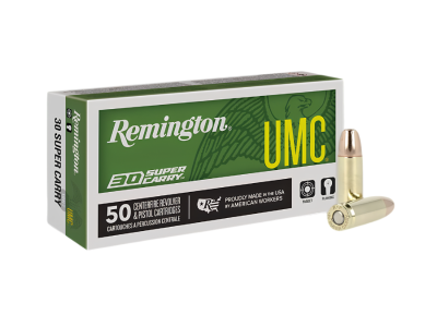 Remington UMC Centerfire Handgun Cartridges, .30 Super Carry, 50