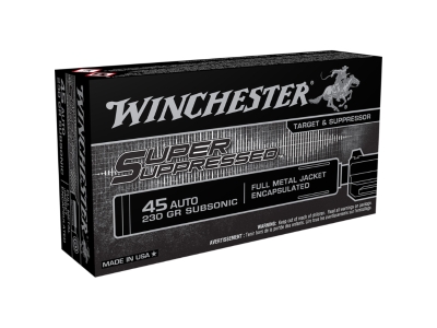 Winchester Super Suppressed Pistol Ammo, .45 ACP, 50