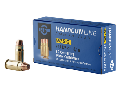PPU PPH357S Handgun Flat Point Jacketed Ammo, .357 SIG, 50