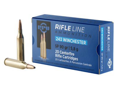 PPU PP2431 Standard Rifle Soft Point Ammo, .243 Winchester, 20