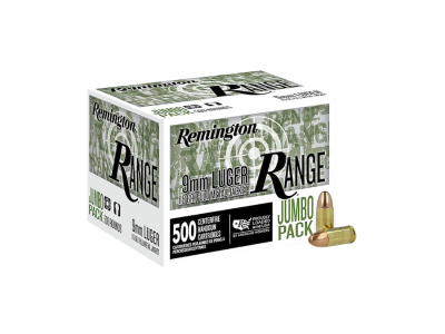 Remington Range Centerfire Handgun Cartridges, Jumbo Pack, 9mm Luger, 500
