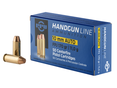 PPU Handgun Ammunition, 10mm Auto, 170gr FPJ, 50