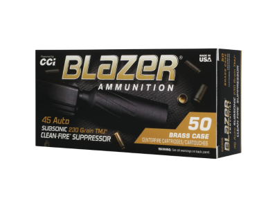 CCI Blazer Clean-Fire Suppressor Handgun Cartridges, .45 ACP, 50