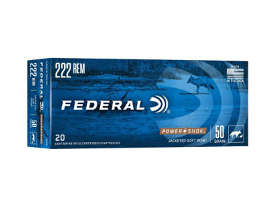 Federal Power-Shok Centerfire Rifle Cartridges, .222 Remington, 20