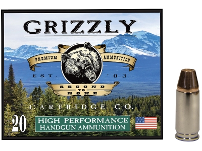 Grizzly 9mm+P Luger 124gr Full Metal Jacket Flat Point, 9mm Luger, 20