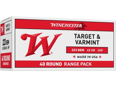 Winchester USA 223Rem 45gr Jacketed Hollow Point, .223 Remington, 40