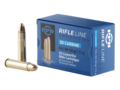 PPU PP30F Standard Rifle Full Metal Jacket Round Nose Ammo, .30 Carbine, 50