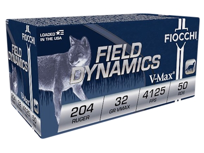 Fiocchi Field Dynamics 204Ruger Hornady V Max 50 Per Box, .204 Ruger