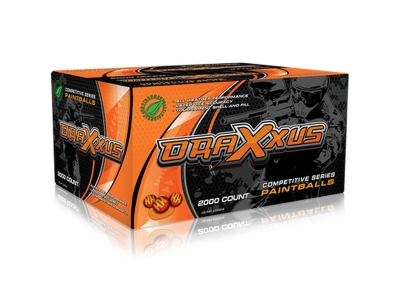 Draxxus Competition 2000ct Paintballs, Printed Shell & Orange Fill, .68