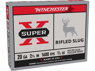 Winchester Super X 20Gauge 2.75" 3/4oz Rifled Slug Shot, 20 Gauge