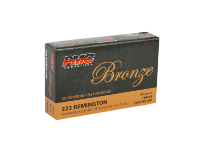 PMC Bronze Centerfire Cartridge, Full Metal Jacket Boat Tail, .223 Remington, 20