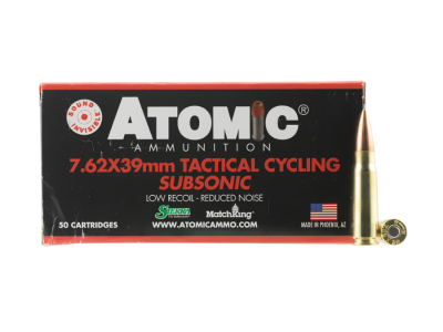 Atomic Ammunition Subsonic Rifle Cartridges, 7.62x39mm, 50