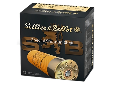 Sellier & Bellot Shotgun 12Gauge 2.75" 1 Rubber Ball Shot, 12 Gauge, 25