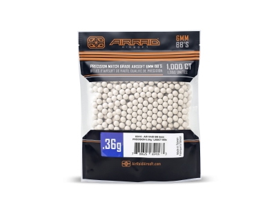 Air Raid 0.36g 6mm Precision Airsoft BBs  1,000ct, White, 1000