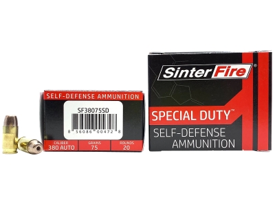 SinterFire SD 380ACP 75gr Lead Free Frangible Hollow Point, .380 ACP, 20