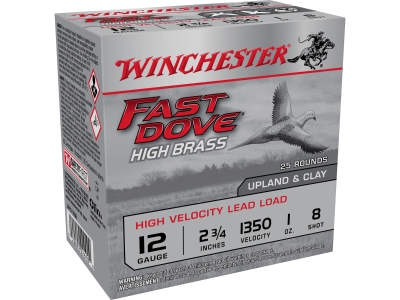 Winchester Fast Dove & Clay High Brass 12Gauge 2.75" 1oz 8Shot, 12 Gauge, 25