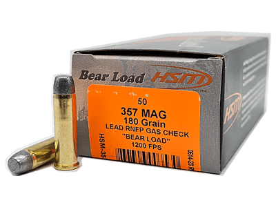 HSM Bear Load 357 Mag Firearm Ammunition Round Nose Flat Point, .357 Magnum, 50