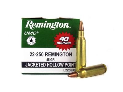 Remington Jacketed Hollow Point (JHP) Rifle Ammunition .22-250 Rem 45 Grain, .22-250 Remington, 40
