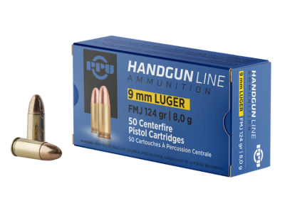 PPU PPH9F2 Handgun Full Metal Jacket Ammo, 9mm Luger, 50